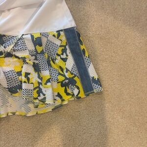 Lucky in Love Yellow, Blue & White Patterned Pleated Skort